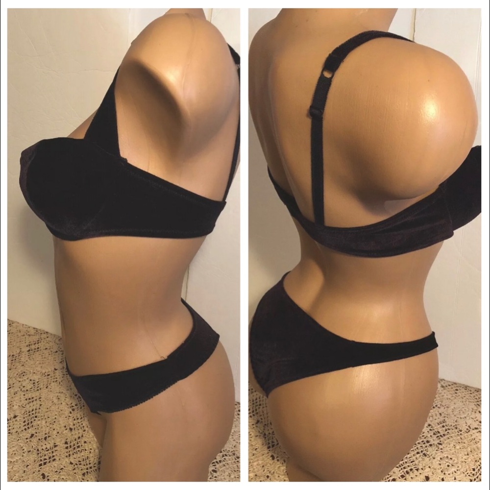 Vintage Victoria’s Secret bra & panty black velour - Picture 9 of 16